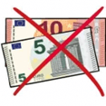 Zwei Euroscheine, die durchgestrichen sind